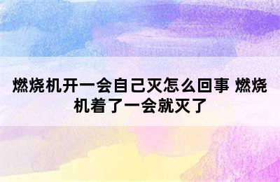 燃烧机开一会自己灭怎么回事 燃烧机着了一会就灭了